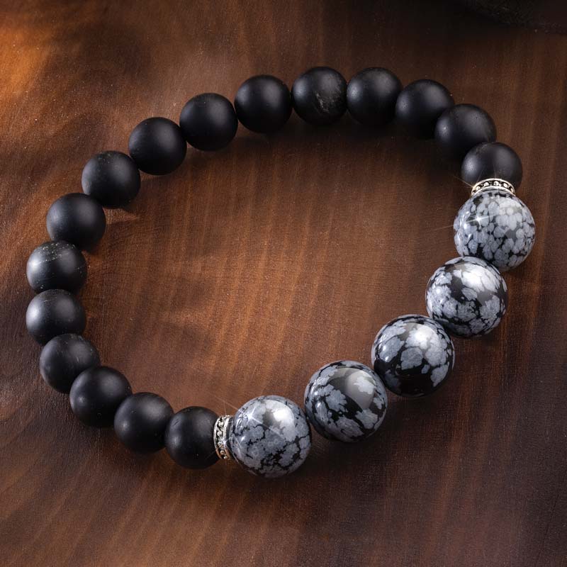 Warrior Bracelet (Snowflake Obsidian)