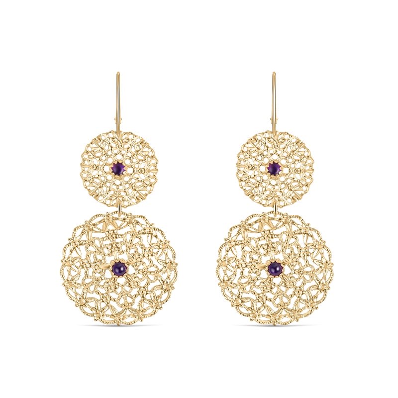 Italian-Made Lace and Amethyst Earrings