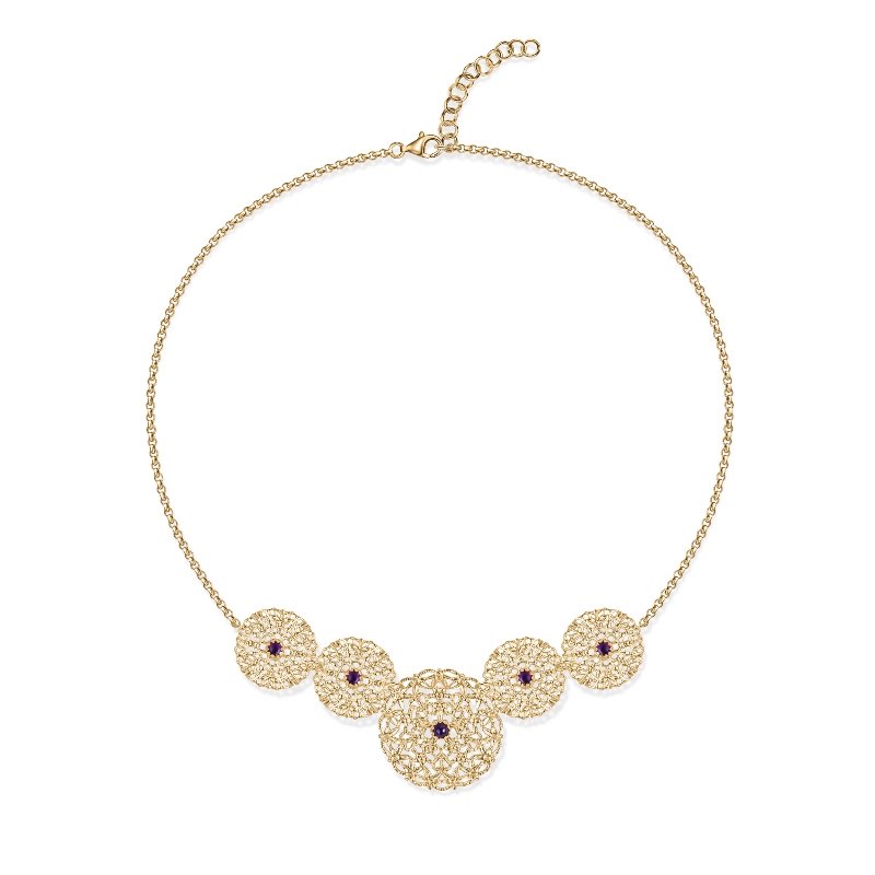 Italian-Made Lace and Amethyst Necklace