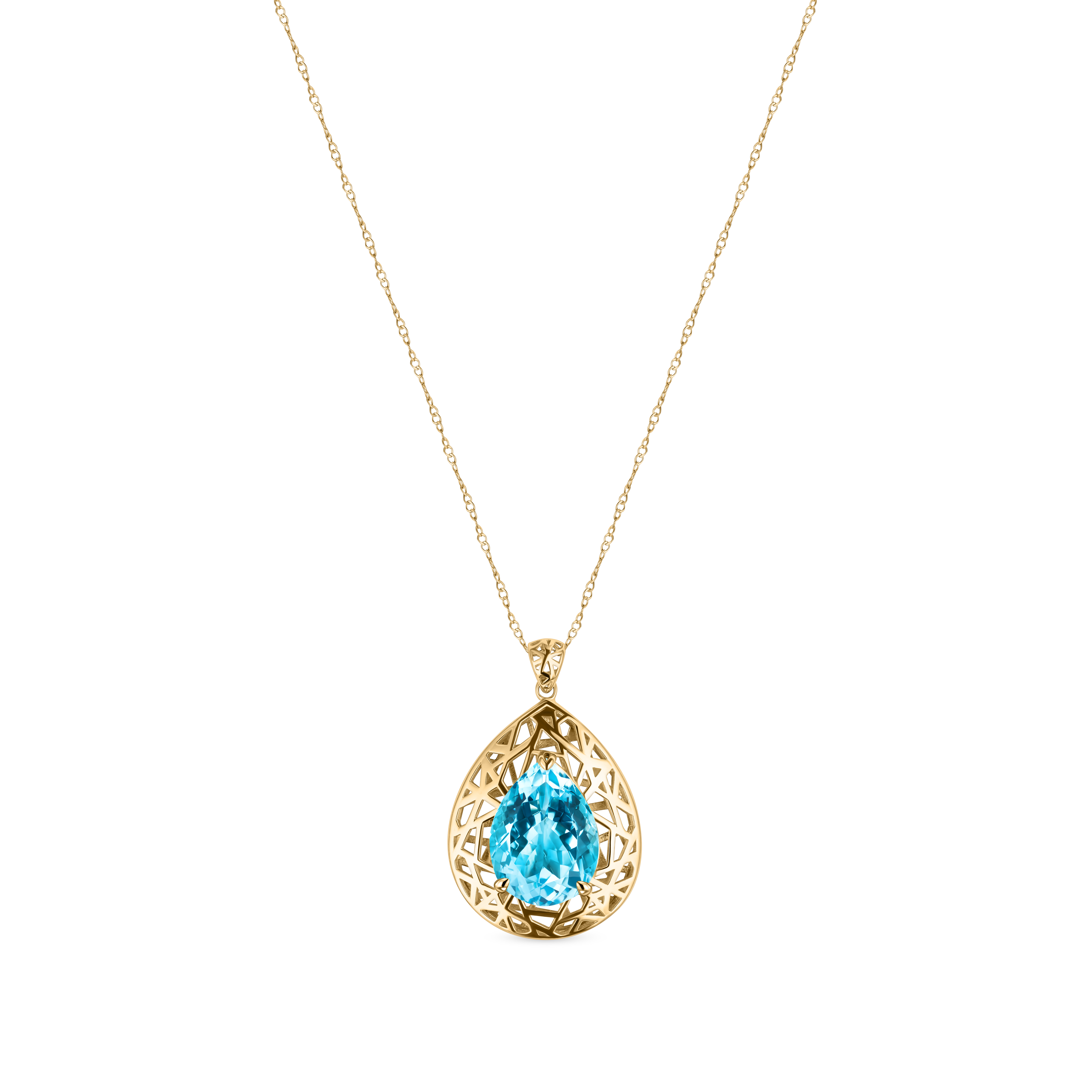 18k Yellow Gold-finished Sterling Blue Topaz Necklace