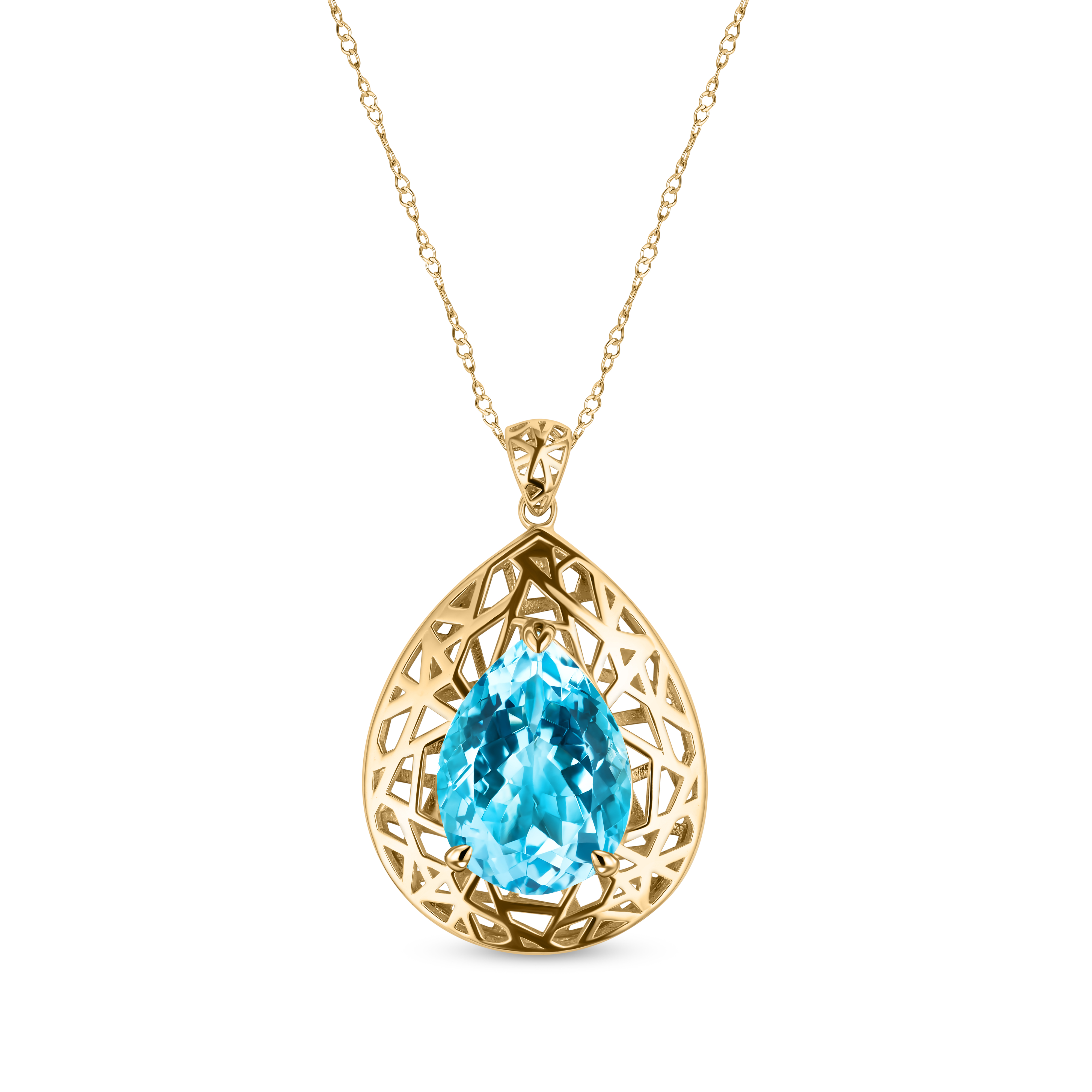 18k Yellow Gold-finished Sterling Blue Topaz Necklace