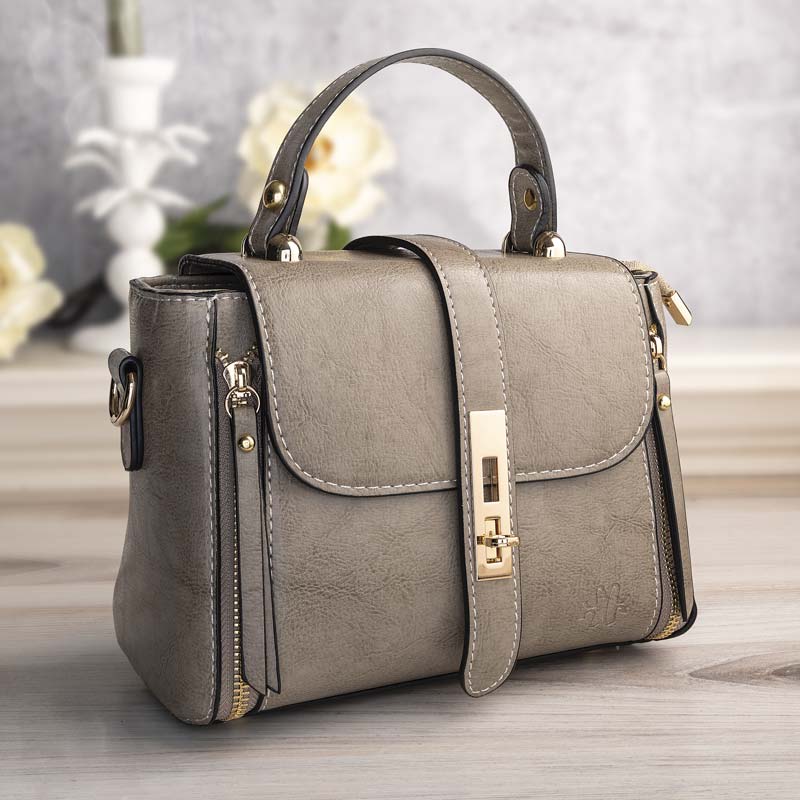 Parisian Chic Claire Handbag-(Pewter)