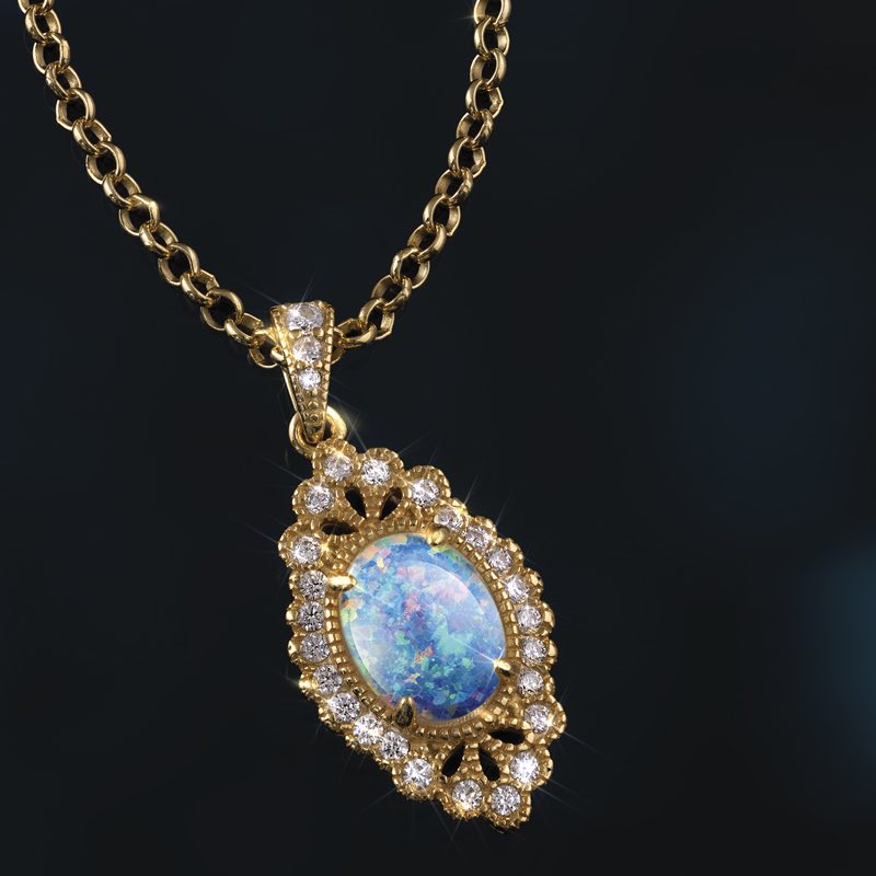Women's Kyocera Lab-Created Opal Jazz Pendant