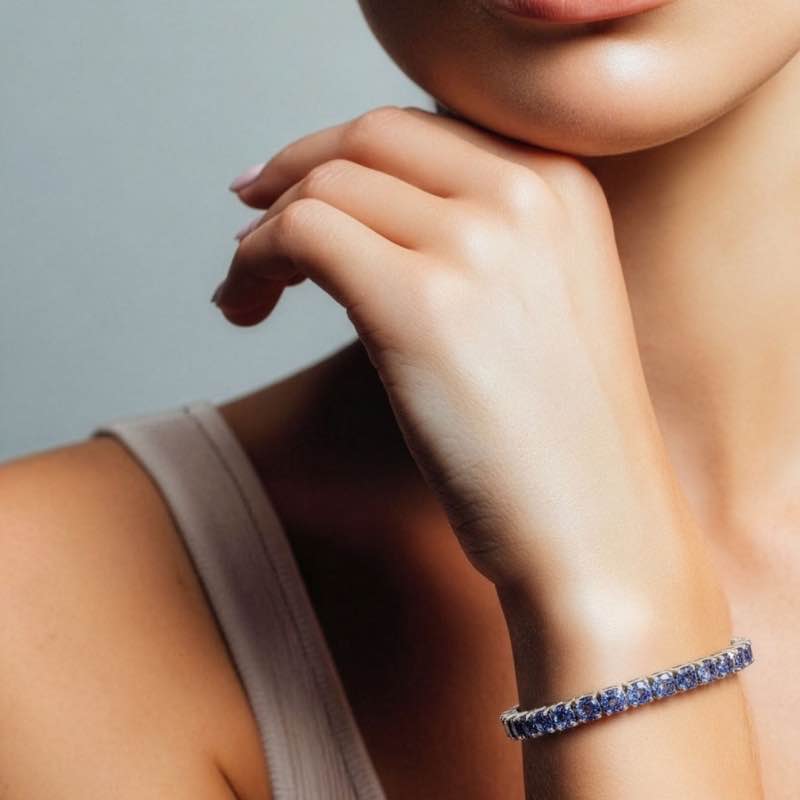Sterling Silver Purple Moissanite Bracelet
