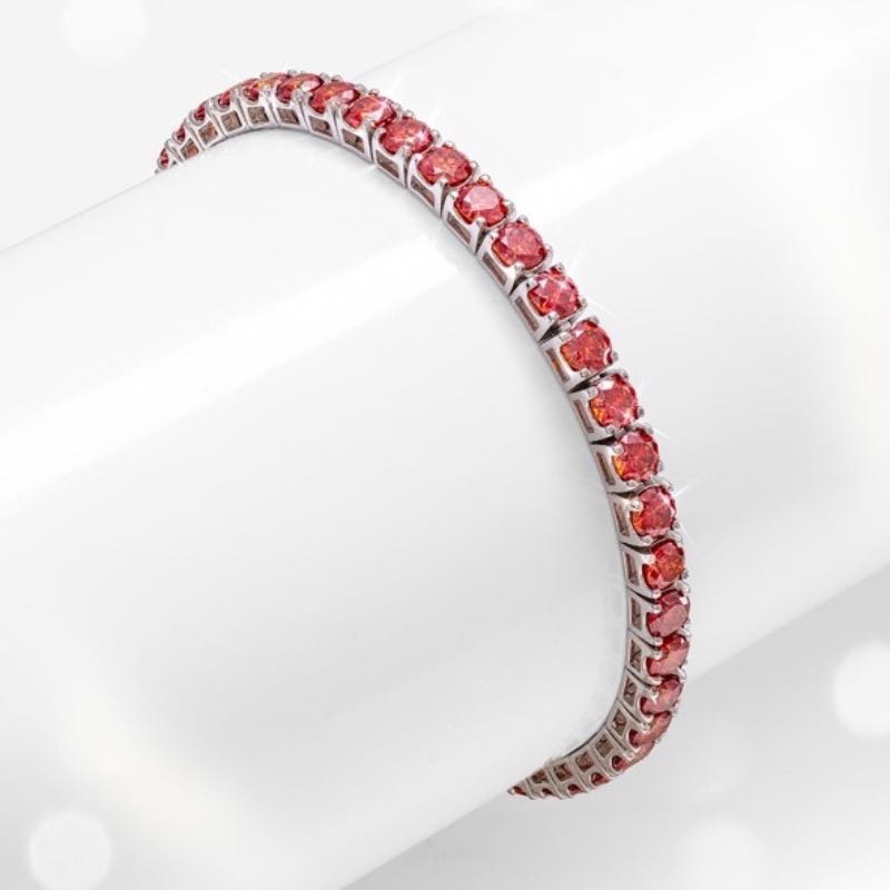 Sterling Silver Red Moissanite Bracelet