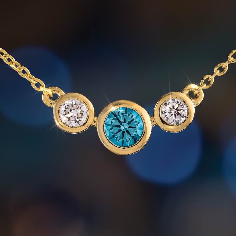New Earth Lab-Grown  Blue & White Diamond Necklace