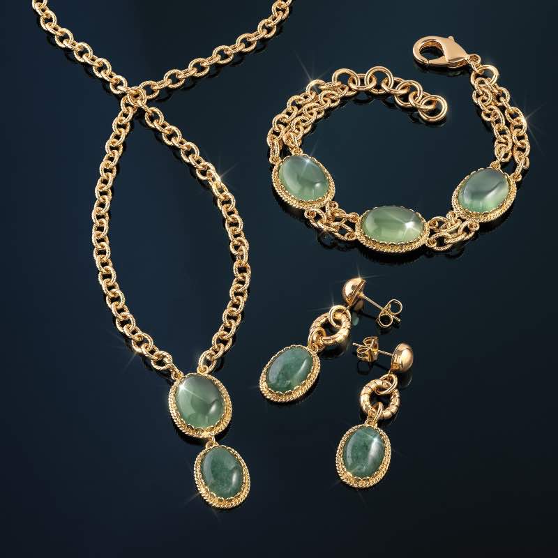 Aventurine Necklace, Bracelet & Earrings Set