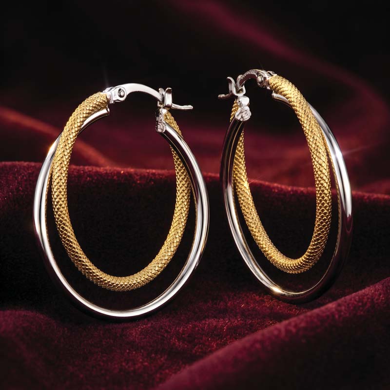 Dual Radiance Interlocking Hoop Earrings