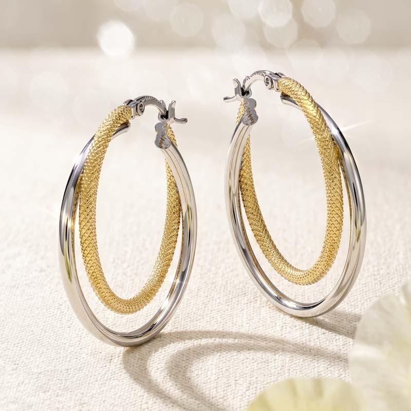Dual Radiance Interlocking Hoop Earrings