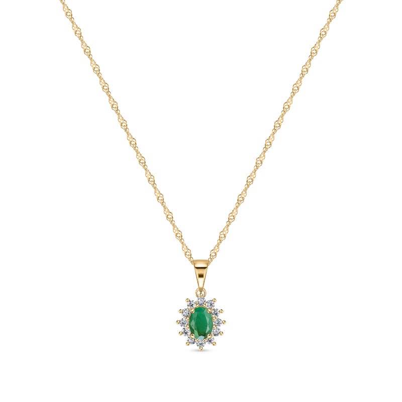 SS EMERALD & WHITE TOPAZ NECKLACE 1 1/4CTW