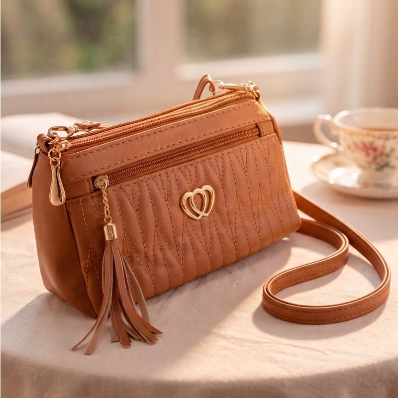 Heart & Soul Crossbody Handbag (Cognac)