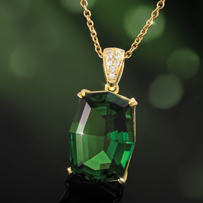 14k Gold Plated Sterling Silver Helenite Necklace