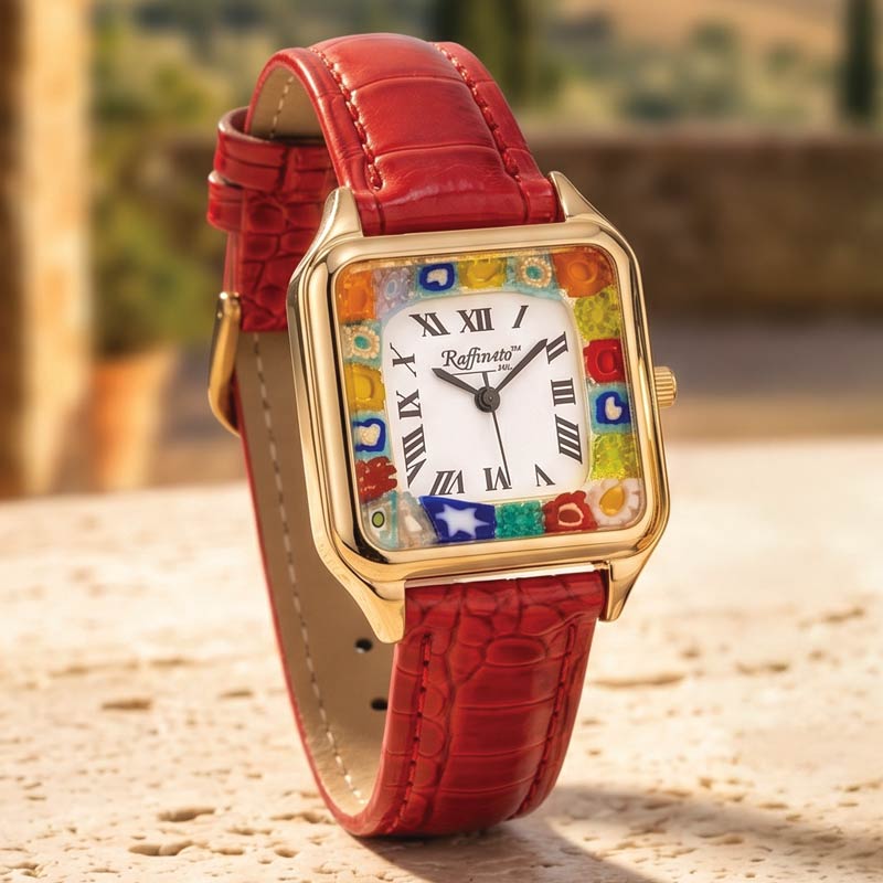 Square Venezia Murano Watch (Red)