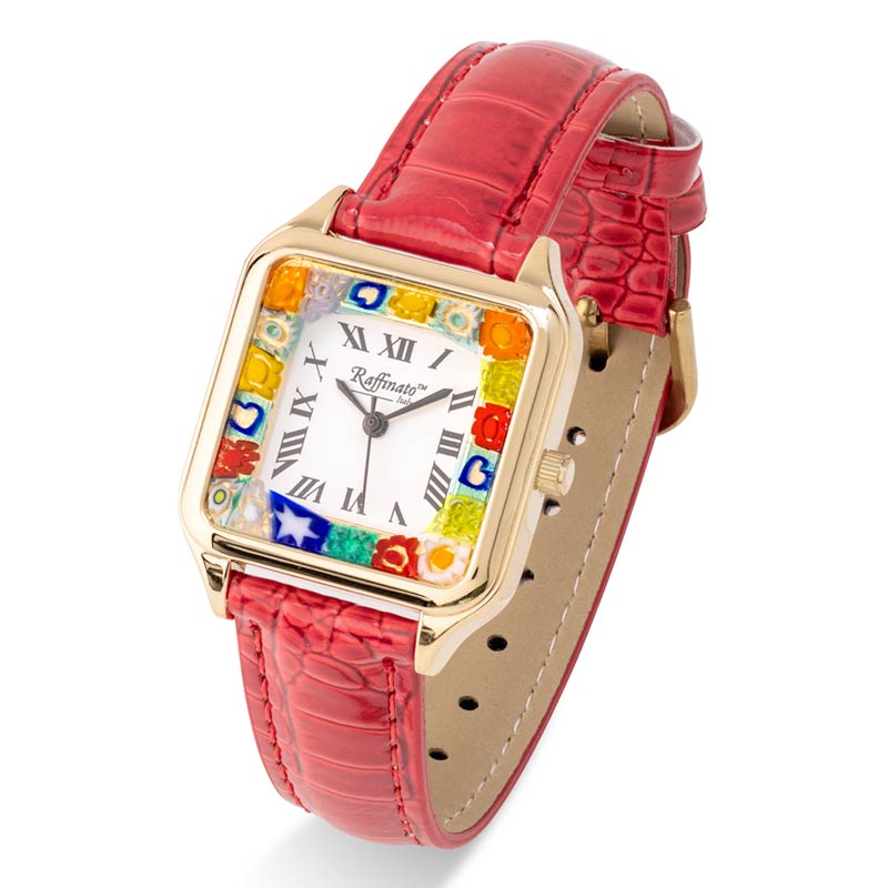 Square Venezia Murano Watch (Red)