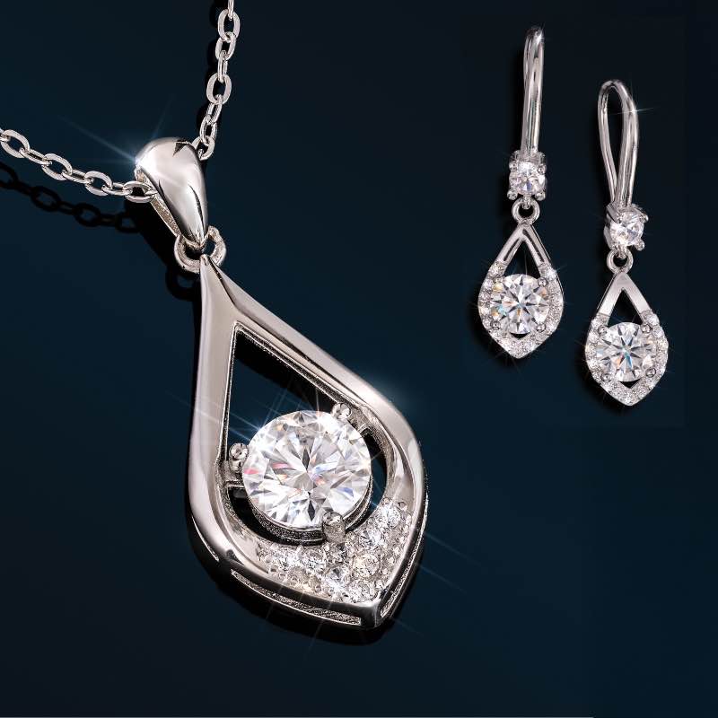 Perfect Gift Moissanite Necklace and Earrings Set