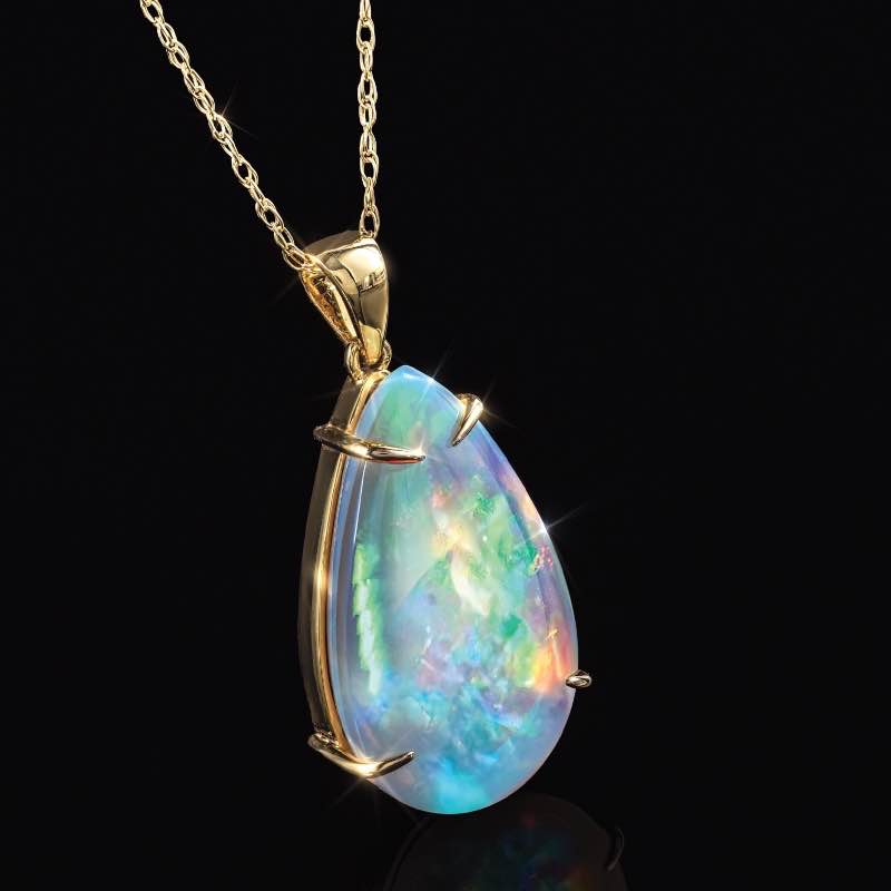 14k Yellow Gold Ethiopian White Opal Necklace