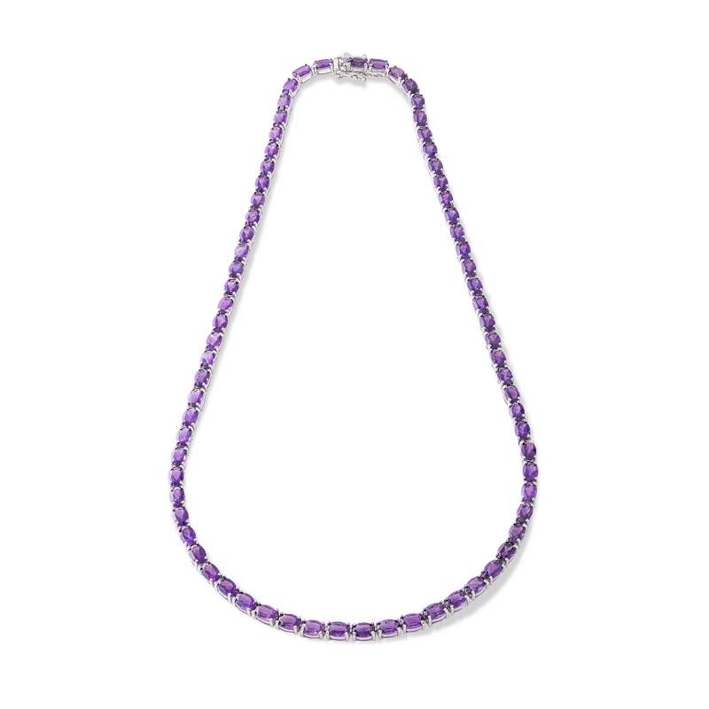 Sterling Silver African Amethyst Necklace (32-7/8 ctw)