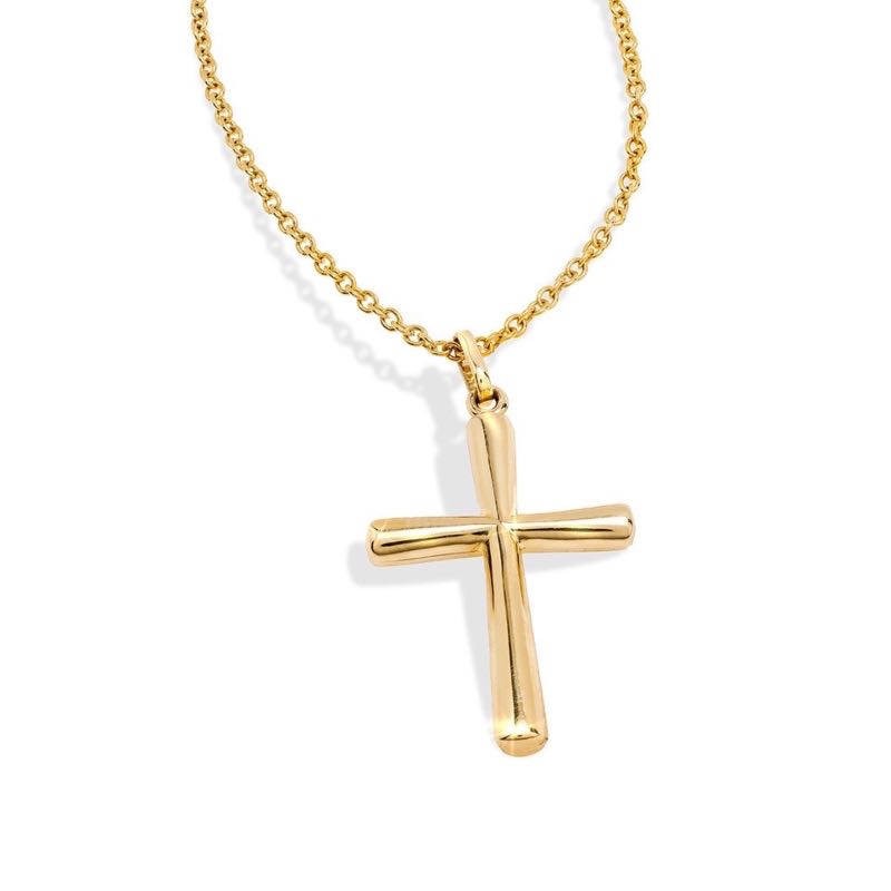 14K Yellow Gold Italian Gold Cross Necklace