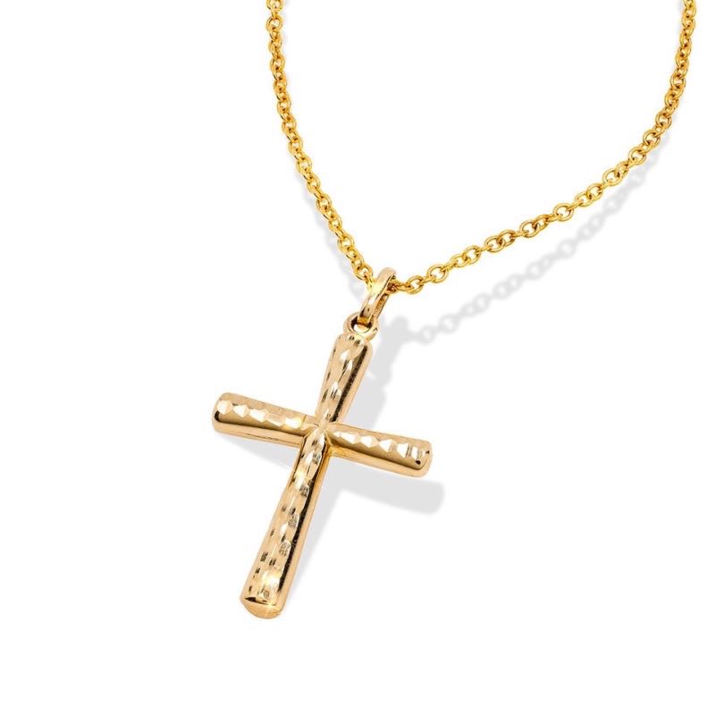 14K Yellow Gold Italian Gold Cross Necklace