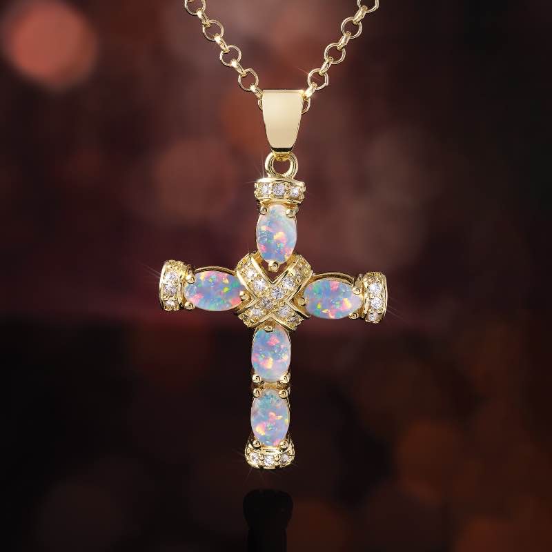 Opal Spirit Cross Pendant (2-3/4 ctw)