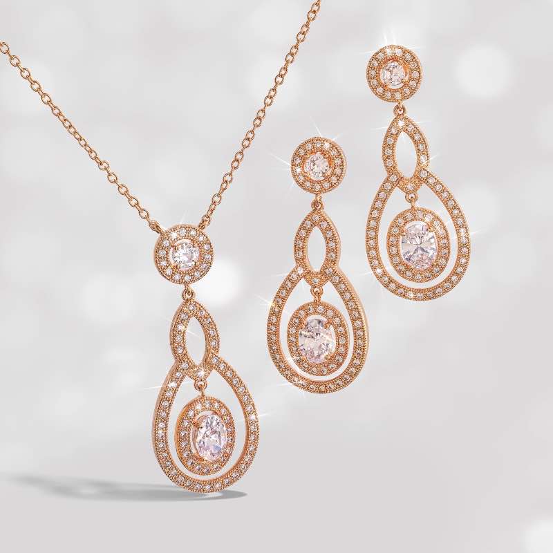 Women's Teardrop Ever After Necklace and Earrings Set