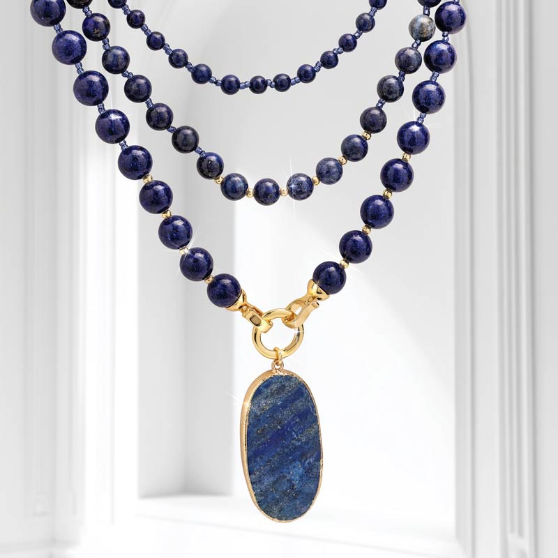 Triple-Strand Lapis Necklace (600 ctw)