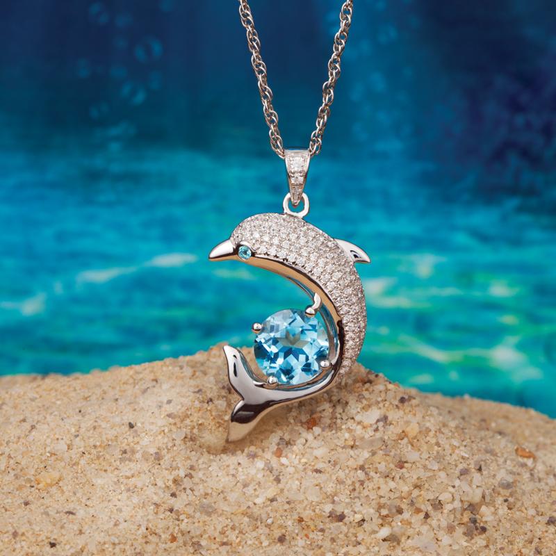 Blue DiamondAura Dolphin Pendant