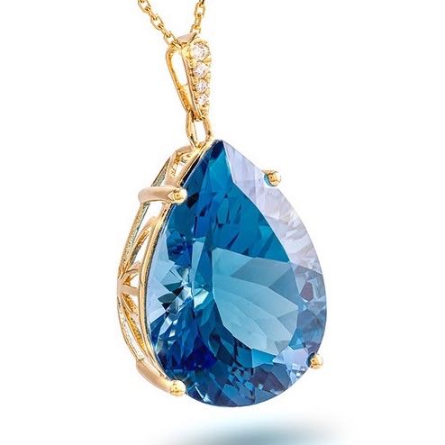 14K Yellow Gold London Blue Necklace
