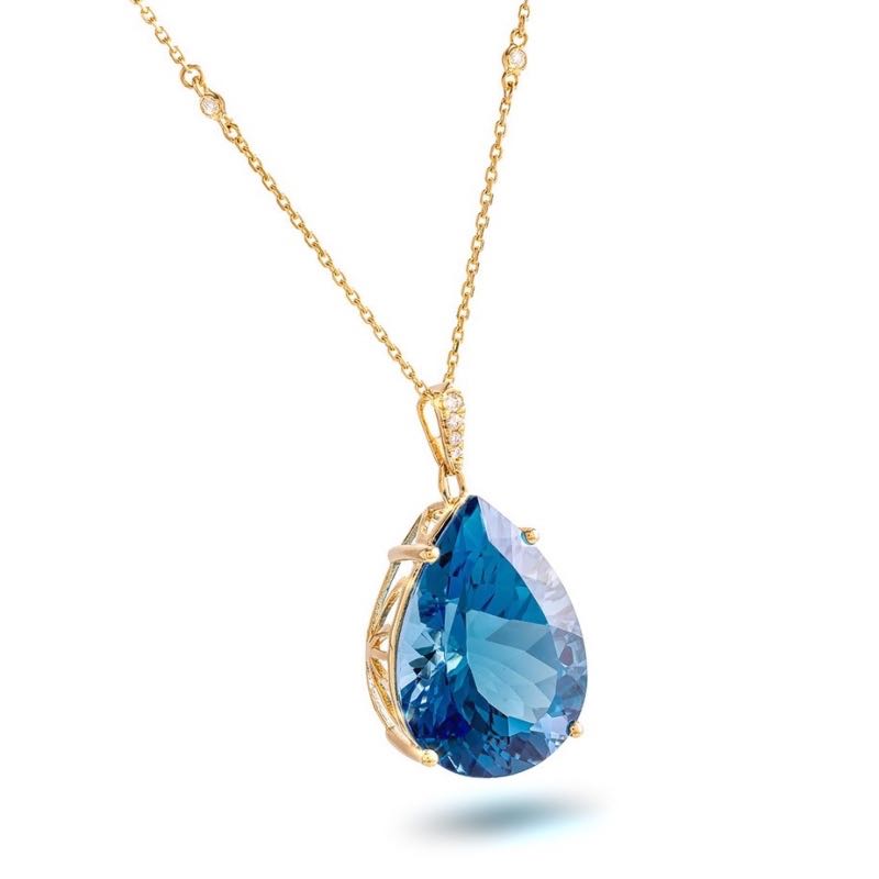 14K Yellow Gold London Blue Necklace