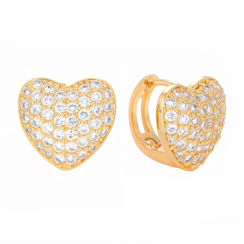 Gold-finished Pave Heart Earrings