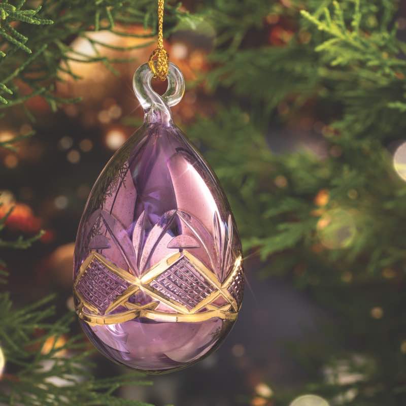 Mini Gold Etched Decorative Egg Ornament--purple