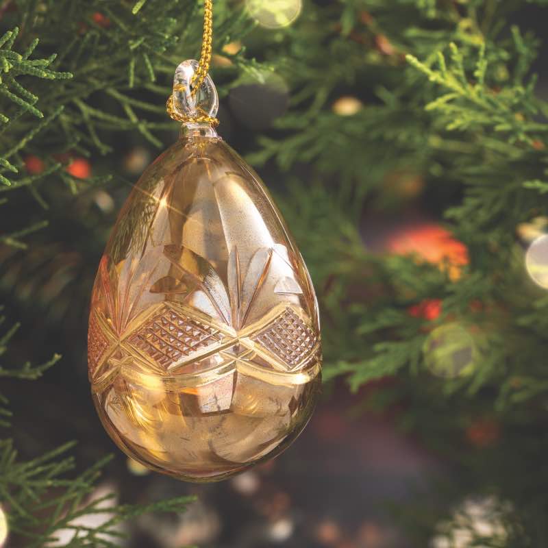 Mini Gold Etched Decorative Egg Ornament--yellow