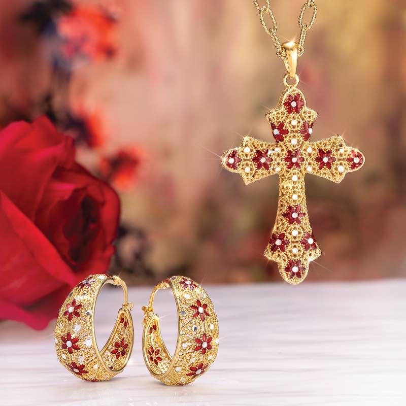Gilded Devotion Pendant, Chain & Earrings