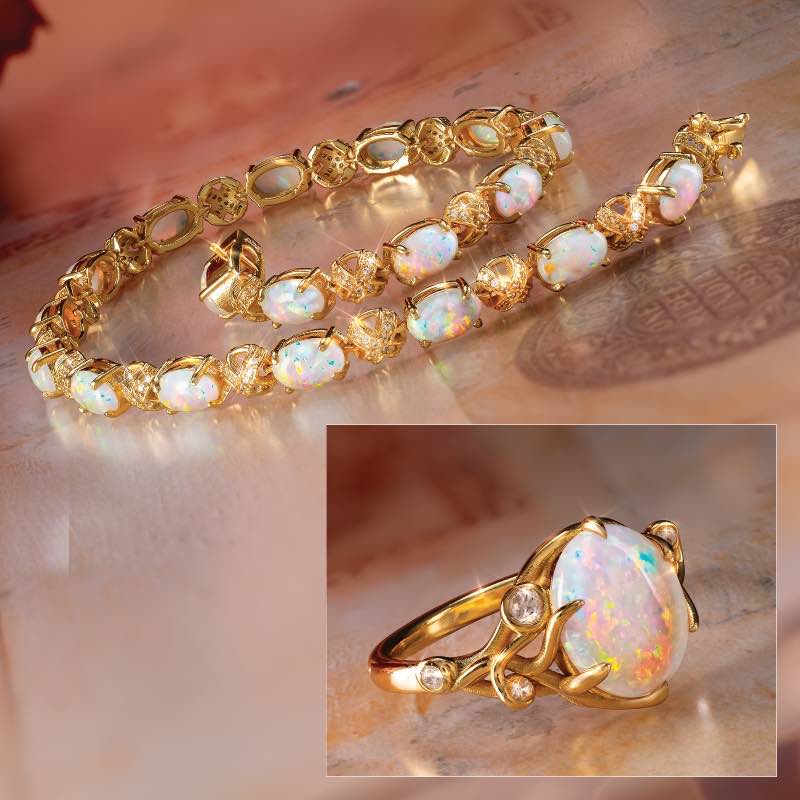 Fire & Light Lab-Opal Ring & Bracelet Set