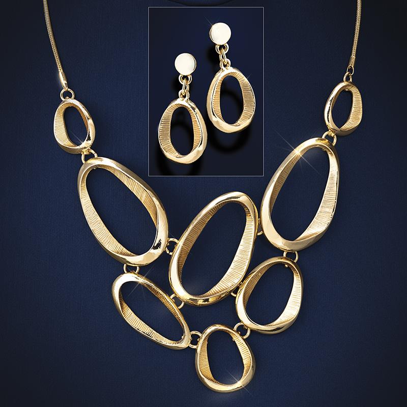 Women's Haute Hoops Necklace & Earring Set (gold-finished)