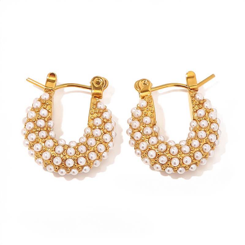 Beaded Hoop Earrings (18K Yellow Gold-Finished)