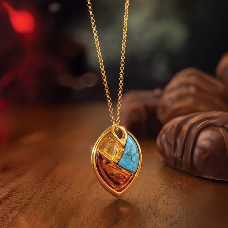 Sun & Sky Amber and Turquoise Necklace