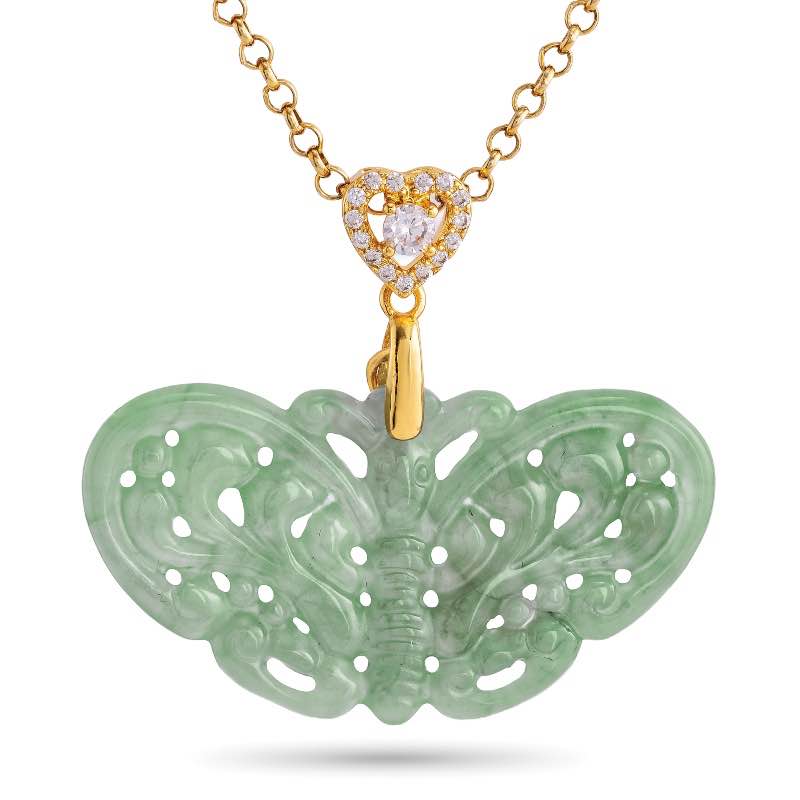 The Fortunes of Jade Butterfly Pendant plus Chain