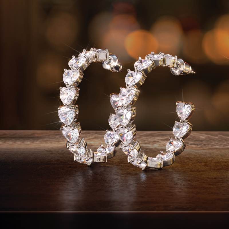 DiamondAura Love Hoops (Rhodium-finished)