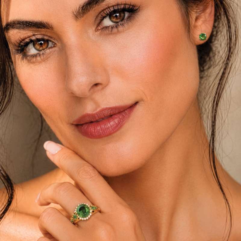 Helenite Stud Earrings (gold-finished)