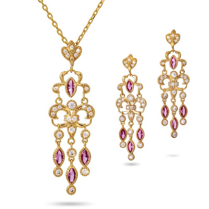 The Crimson Chandelier Necklace & Earrings