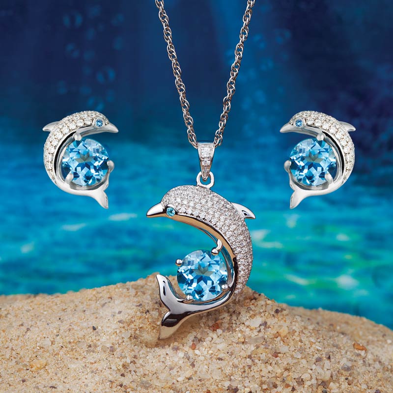 DiamondAura Dolphin Collection (necklace & earrings)