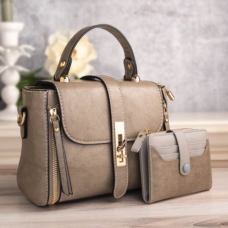 Parisian Chic Claire Handbag and Wallet (pewter)