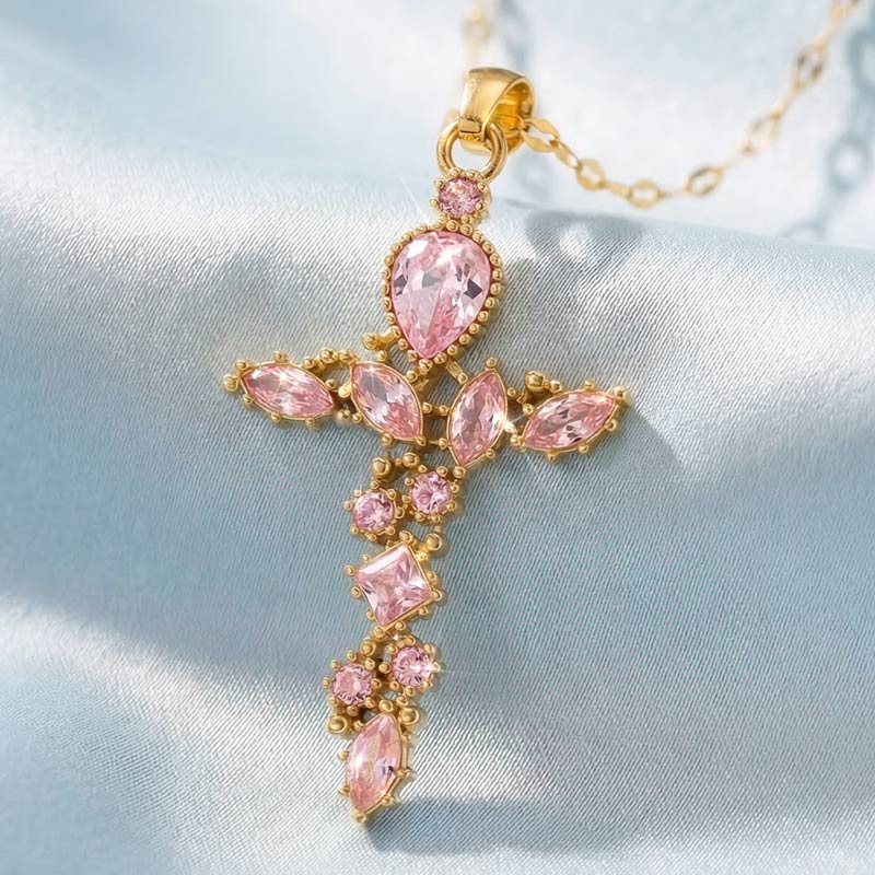 The Keepsake Cross Necklace (pink)