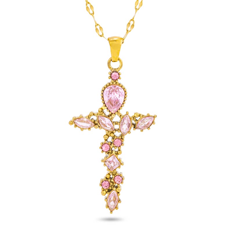 The Keepsake Cross Necklace (pink)