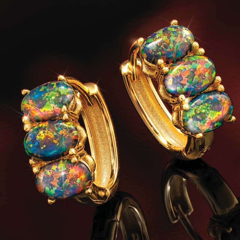 Black Opal Nebula Earrings (gold-finished)