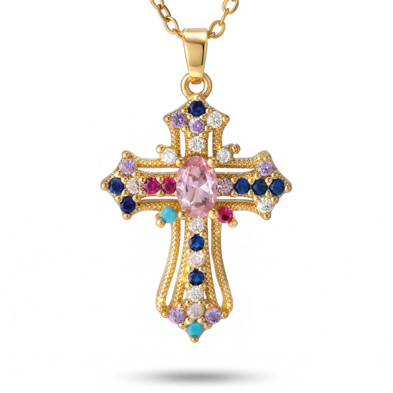 DiamondAura Radiant Cross Pendant