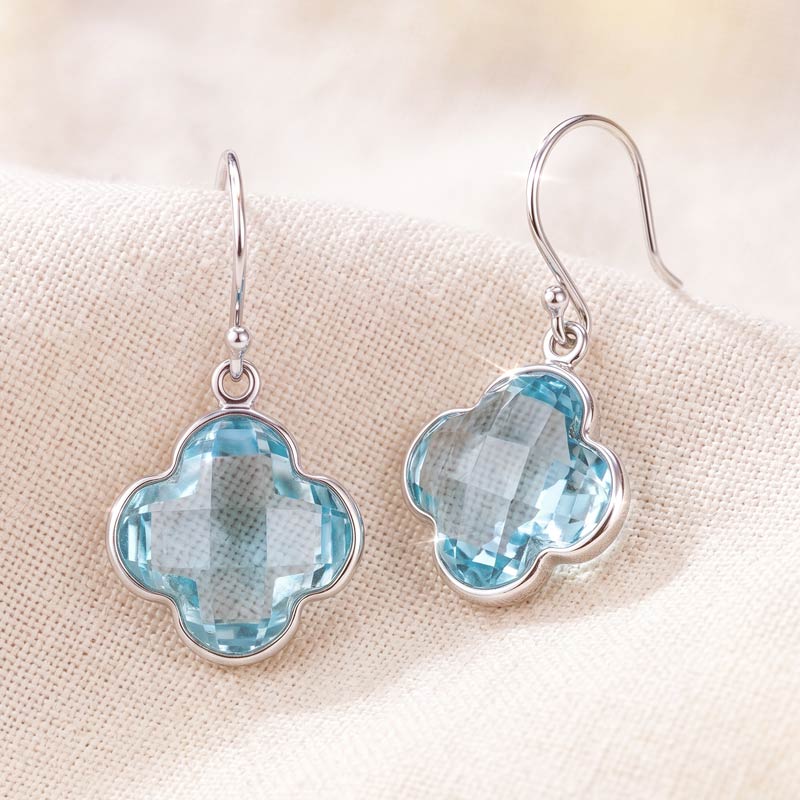 Brilliant Blue Topaz Quatrefoil Earring
