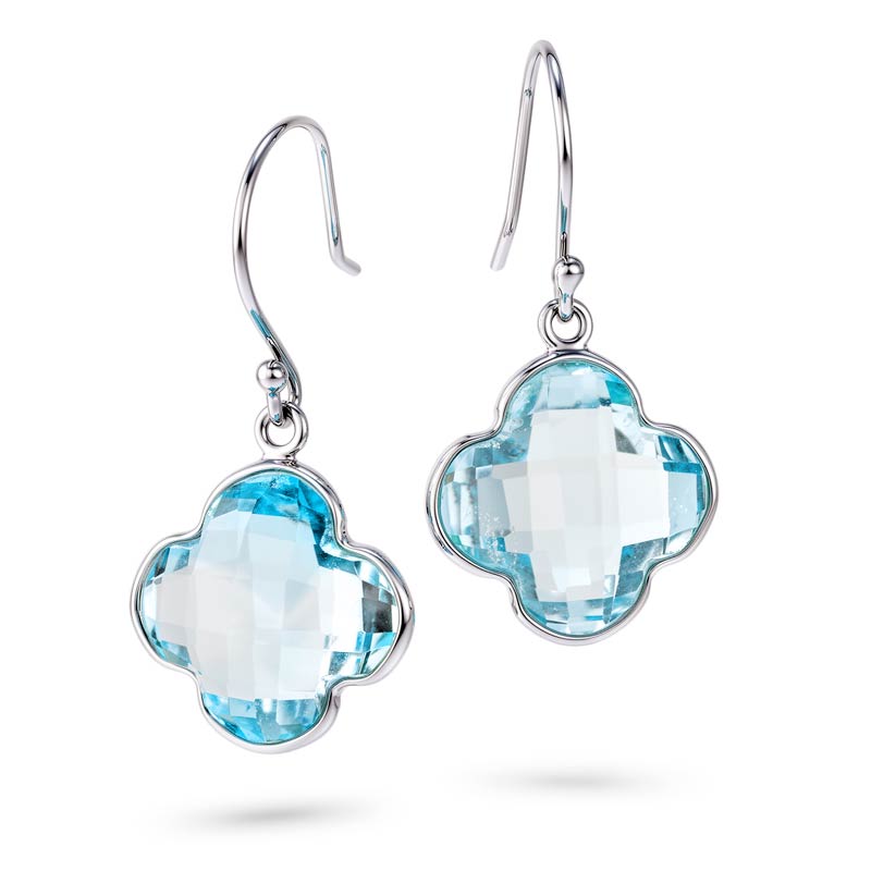 Brilliant Blue Topaz Quatrefoil Earring