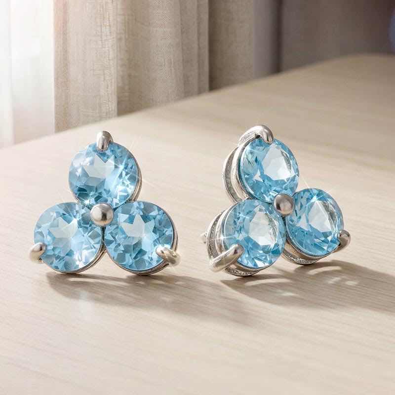 Brilliant Blue Topaz Stud Earring